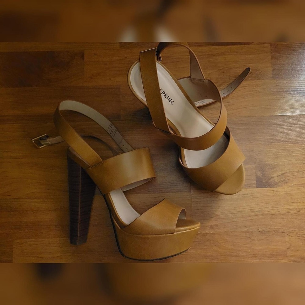 Call It Spring Tan Platform Heels - Picture 2 of 7